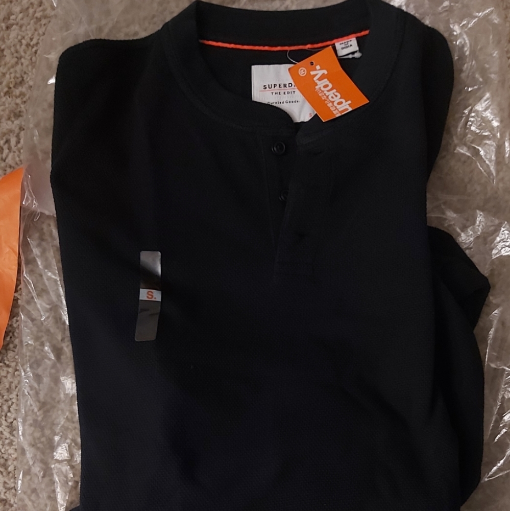 Superdry Dark Navy Henley SMALL NWT